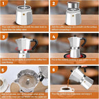 2 Cup Aluminum Espresso Stovetop Moka Pot Express Coffee Maker Percolator Italian Classic Mocha Coffee Machine for Italian and Cuban Cafe Brewing for Home & Camping 100ml 3.3oz