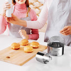 Round Cookie Cutters with Handle - Donut Hole Cookie Biscuit Cutter Set(5 Pieces/Set), Stainless Steel Circle Cutters Donut Cutter Mold Tool with Ring for Baking, Biscuits, Cakes, Sandwiches