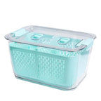 Kitchen Spaces Colander Bin, Produce Saver, Fridge Organizer With Lid, Wash, Strain and Store, Great for Refrigerator, Freezer and Pantry, Large, Mint Green, Pack of 1