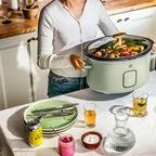 Beautiful 6 Qt Programmable Slow Cooker by Drew Barrymore -5 Preset Cooking Functions, Digital Countdown Timer, Dishwasher-Safe Parts and Cool-Touch Handles (Sage Green)