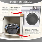 4-1 Colander with Lid Set - Rotatable Strainer With Bowl(Patented), Pasta Strainer with New Upgraded Graters, Strainer And Colanders, Fruit Cleaner, Veggie Wash, Apartment Kitchen Gadgets - Grey