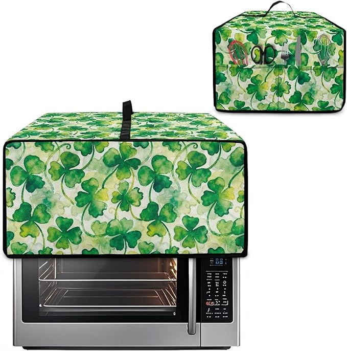 Clover Print Toaster Oven Cover Heavy Duty, Heat Resistant Dust-proof Toaster Cover Kitchen Small Appliance Protective Slipcover Washable Slipcover for Kitchen Counter, Green, L
