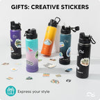 Swigina Insulated Water Bottle with Silicone Boot (36hrs Cold/18hrs Hot) - DIY Stickers, [2-in-1 Lid], BPA Free, 24 oz