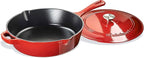 Cuisinart 12-Inch Cast Iron Chicken Fryer with Lid, 4.5 Quart Capacity, Porcelain Enameled Interior, Oven Safe, Induction Compatible, Red Gradient