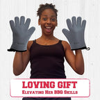 KITCHEN PERFECTION S Silicone Smoker Oven Gloves for Women -Extreme Heat Resistant BBQ Gloves -Handle Hot Food Right on Your Grill Fryer |Waterproof Oven Mitts Cooking Gloves |Superior Set+3 Bonuses