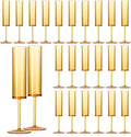 24 PCS Amber Champagne Flutes Plastic 5.4 Oz Acrylic Champagne Glasses Mimosa Flutes Glass Colored Sparkling Wine Glass Reusable Amber Toasting Glasses for Weddings Party Bar Birthday Use