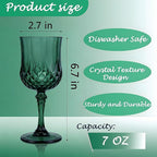 Plastic Wine Glasses, Plastic Goblets Vintage Style Cordial Unbreakable Drinking Glasses, Reusable Drinkware for Wedding Reception, Grand Event Party Supplies (12, Green)
