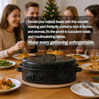 Large Roasting Pan with Lid and Rack 19"Granite Turkey Roaster Pan Set Enameled Steel Design Suitable for Turkey Versatile Cooking Barbecuing,Dishwasher Safe Cookware Holiday Gifts 1