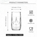 Tiki Glasses Set of 6 - Highball Glasses - 17 oz Cocktail Water Glass for Tropical Bar - Hawaiian Party Drinking Glass