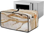 Marble Print Toaster Oven Cover, Heavy-Duty Dust Shield Kitchen Decorative Countertop Oven Protector, Microwave Air Fryer Cover, Light Gold White, (Small-14.5*18.46*9 inches)