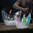 Mwellewm Beverage Tubs for Parties Plastic Ice Bucket for Cocktail Bar Clear Acrylic Wine Bucket with Scoops Drink Bucket Cooler for Chiller Bin for Champagne or Beer (8 L, 4 L)