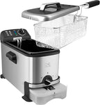 Kalorik Deep Fryer with Oil Filtration, Featuring Adjustable Temperature Control Dishwasher-Safe Basket and Easy-View Window with Odor Filters, 1700-Watts, 3.2-Quart, Silver