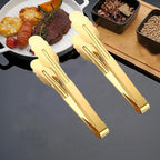9 Inch Gold Cooking Tongs Set of 4, Stainless Steel Bread Salad Food Tong Serving Utensils for Buffet, Kitchen