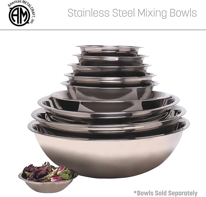 American METALCRAFT, Inc. American Metalcraft SSB500 Stainless Steel Mixing Bowl, 11.5" Diameter, Silver, 5-Quart