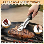 Sliner 6 Pack Grill Spatula and Tongs Set Heavy Duty Grilling Tools - Stainless Steel Spatula & Tongs for Outdoor Camping, Backyard Grilling BBQ Tools with Non-Slip Handle Utensils Gifts for Men