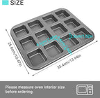 Beasea Brownie Pan with Dividers, 2 Set All Edges Square Cupcake Brownie Pans 12 Mini Cavity Non Stick Baking Carbon Steel Bread Mold Small Edge 3x4 Individual Cutter Sheet Tray for Cake Cookie Oven