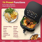 CARORI 6QT Dual Heat Air Fryer with Viewing Window, 14 Presets for Fry, Roast, Bake & More, 392℉ Max Crisp Without Flipping, 1700W Fast Cooking, Dishwasher Safe Basket