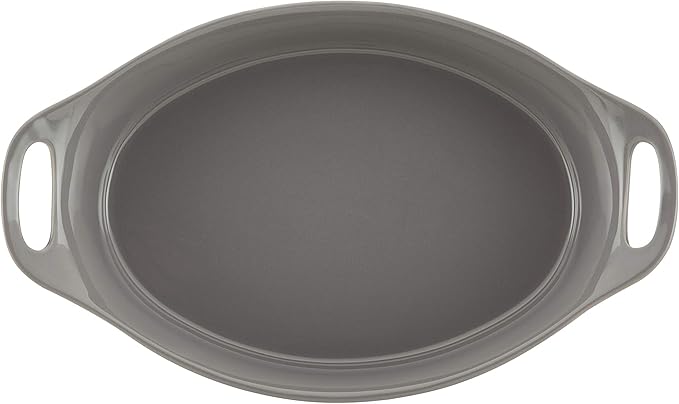 Rachael Ray Solid Glaze Ceramics Bakeware / Baking Pan, Oval - 2.5 Quart, Gray