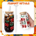 ANOTION Halloween Cups, 18oz Ghost Pumpkin Iced Coffee Mason Jar Mugs, Glass Tumbler with Lids Straws Gift Bags, Boo Basket Stuffers, Halloween Party Home Decorations & Gifts for Women Adults Kids