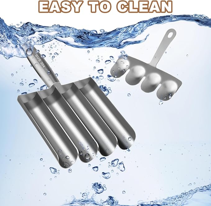 4-Tube Meatball Maker Tool, Stainless Steel Creative Kitchen Making Mold Set with Cutting Spoon, Diy Easy Quick for Meatballs Lover, Washable Home Cooking Tools