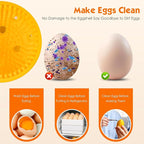 2 PCS Egg Washer for Fresh Eggs, Silicone Egg Brush Cleaner, Egg Cleaner Scrubber for Fresh Eggs, Reusable Multipurpose Washing Egg Tool for Fruits and Vegetables (Beige/Orange)