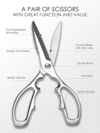 Kitchen Scissors, Forged Stainless Steel Heavy Duty Kitchen Shears, Dishwasher Safe Cooking Scissors for Meat, Poultry & Vegetables