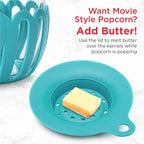 Ecolution Patented Micro-Pop Microwave Popcorn Popper with Temperature Safe Glass,3-in-1 Lid Measures Kernels and Melts Butter,Made Without BPA,Dishwasher Safe,3-Quart,Teal,(Pack of 4)