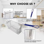 Clivia's 4PCS Commercial Fryer Basket 13X6.5X6 Inch Stainless Steel Deep Fryer Basket With Non Slip Long Handle for Frying Kitchen Restaurant Home Commercial Use