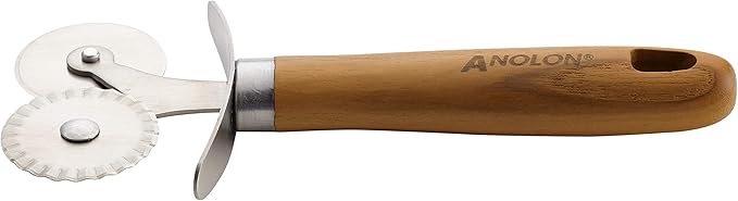 Anolon Tools and Gadgets 3-Piece Prep Set Pastry Wheel Cutter, Pastry Brush, 19" French Rolling Pin