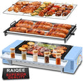 3-in-1 Electric Grill with Hot Dog Roller, Portable Indoor Outdoor BBQ Grill, Griddle and Sausage Roller Machine with Removable Non-Stick Plate & Drip Tray, for Tailgate, Camping, RV, Home Kitchen
