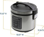 West Bend Rice & Grain Multi Cooker Programmable with 9 Preset Functions, Features Delay Start and Keep Warm Functions and Steam Basket, 20 Cups Cooked (10 cups uncooked), Stainless Steel