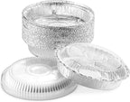 Mr Miracle Pack of 40 Disposable Aluminum Foil Pans with Clear Lids –9 Inch Circular Aluminum Pans, Ideal for Baking, Storing, Heating, Serving - Round Foil Pans with Lids