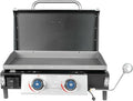 Razor Griddle 25 Inch Outdoor 2 Burner Portable LP Propane Gas Grill Griddle with 318 Square Inches and Top Cover Lid for BBQ Cooking, Black