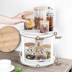 YATINEY Lazy Susan Organizer, Rotating Spice Rack, 2 Tier Spice Turntable Organizer, Industrial Turntable Spice Holder, for Kitchen Countertop, Compact and Versatile, White SR22WW