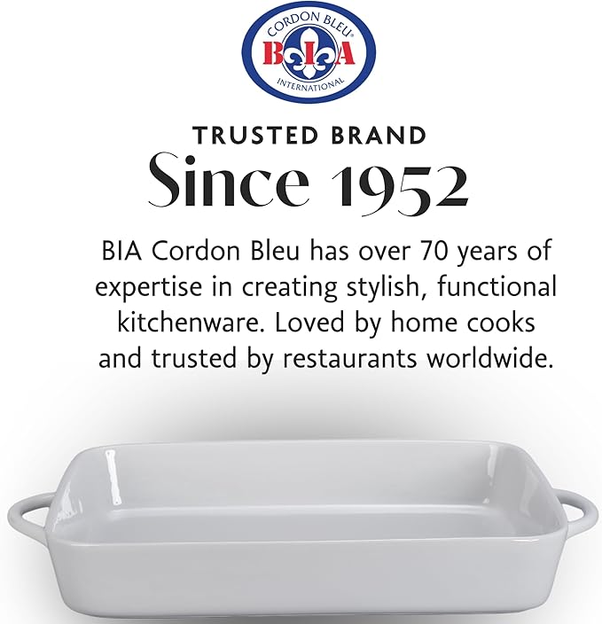 BIA Cordon Bleu Taos Rect Baker, Set of 2-6 Qt & 4 Qt Porcelain Dishes with Handles, Classic Style for Family Cooking & Entertaining, Great for Gifting - Microwave, Oven & Dishwasher Safe Bakeware