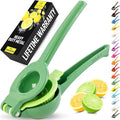 Zulay Kitchen Metal 2-in-1 Lemon Squeezer - Sturdy Max Extraction Hand Juicer Lemon Squeezer Gets Every Last Drop - Easy to Clean Manual Citrus Juicer - Easy-Use Lemon Juicer Squeezer - Green/Lime