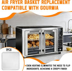 Air Fryer Basket Replacement Compatible with Gourmia GTF7655 GTF7460 GTF7465 GTF7520, Toaster Oven Accessory Parts(Oven with 17 Cooking Presets)Fit for 24L Capacity 1700W French Door Digital Air Fryer