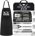 Dad Christmas Gifts from Daughter Son 19Pcs BBQ Grill Tools Set with Apron Portable Bag Heavy Duty Stainless Steel Grilling Utensils Barbecue Accessories Kit for Men Father Papa Birthday Present