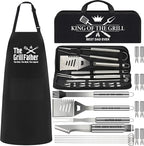 Dad Christmas Gifts from Daughter Son 19Pcs BBQ Grill Tools Set with Apron Portable Bag Heavy Duty Stainless Steel Grilling Utensils Barbecue Accessories Kit for Men Father Papa Birthday Present