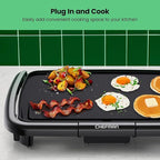 Chefman Electric Griddle with Removable Temperature Control, Immersible Flat Top Grill, Burger, Eggs, Pancake Griddle, Nonstick Easy Clean Cooking Surface, Slide Out Drip Tray, 10 x 16 Inch