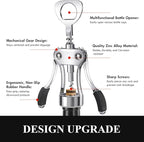 KORCCI Wine Opener, Heavy-Duty Zinc Alloy Wing Corkscrew, Premium Beer Bottle Opener, Multifunctional Wine Accessories with Ergonomic Handle and Sharp Screw, for Kitchen, Bar, Restaurant (BOX)