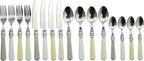 The Original Brink House Baroque Bone Mix & Match Stainless Steel Cutlery Set with Assorted Handles / 16 pieces with Metal Stand/Lifestyle utensils set for home, first apartment, dorm, fine dining