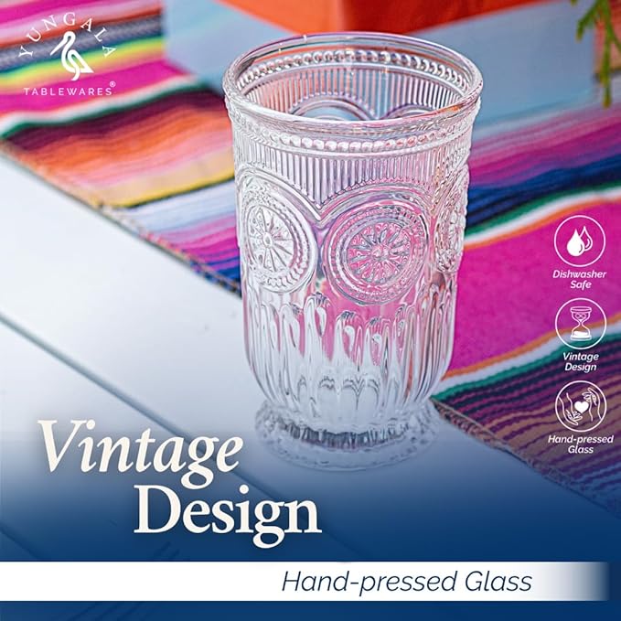Yungala Clear Highball Glasses Set of 6 Tall Drinking Glasses 10 oz