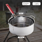 Gas One Aluminum Cooking Pot Deep Fryer with Basket – 10QT Aluminum Fry Pot with Easy Grip Handle – Durable Food Grade Outdoor Fryer with Perforated Strainer Basket – Ideal for Seafood, Chicken
