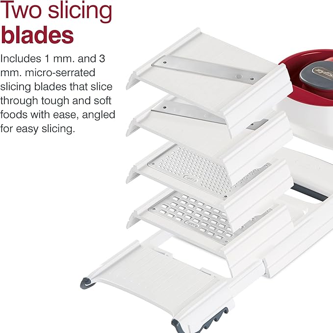 Zyliss Slicer - Food Cutter with Dishwasher Safe Blade & Pieces - Kitchen Tool for Easy & Effortless Slicing - Multipurpose Tool for Vegetables & More - 4-in-1 Slicer & Grater