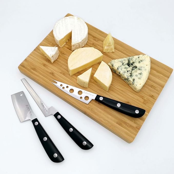 Cheese Knife - MATTSTONE HILL Soft Cheese Knife, Cheese Cutter, Premium Stainless Steel, Black Handle