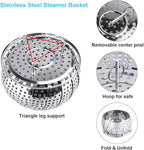 Large Veggie Vegetable Steamer Basket, Folding Steaming Basket, Collapsible Metal Stainless Steel Steamer Basket Insert, for Cooking Food, Expandable Fit Various Size Pot(7.1" to 11.8") YLYL