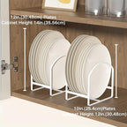 4 Pack Kitchen Plate Holder Organizer for Cabinet Space Saver Dinner Dish Storage Rack Upright Dish Drying Racks Metal Plate Dish Racks Stand for Cupboard and Countertop 2 Large 2 Small White