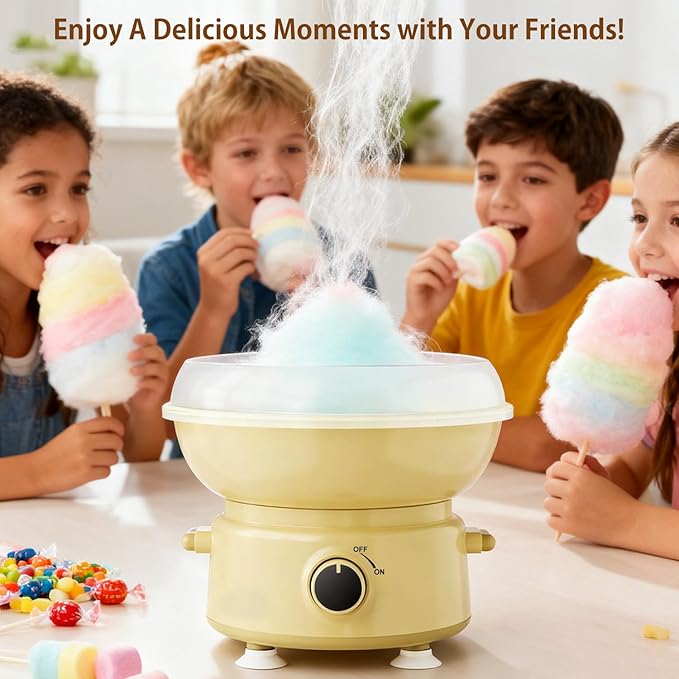 Cotton Candy Machine for Kids & Family, Mini Cotton Candy Maker with 10 Sticks & Sugar Scoop, Home Birthday Family Party Christmas Gift