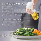 FLAIROSOL OLIVIA SIGNATURE Advanced Kitchen Oil Sprayer Technology, Fine Mist & Portion Control, Refillable Glass Olive Oil Cooking Spray Bottle for Air Fryer, Salad, BBQ, 130ml (Golden Leaves)
